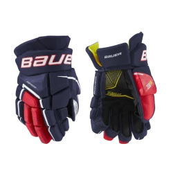 Bauer Supreme 3S Hockey Gloves, Junior, Navy/Red/White
