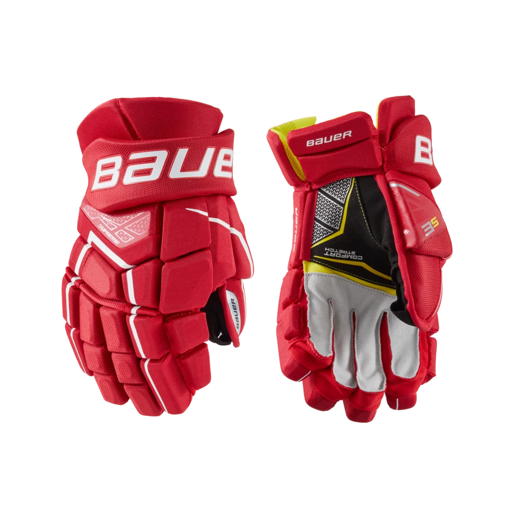 Bauer Supreme 3S Hockey Gloves, Senior, Red