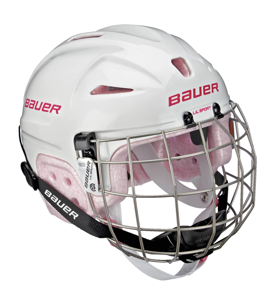 Bauer Lil' Sport Youth Hockey Helmet & Cage Combo, White & Pink - Image 5