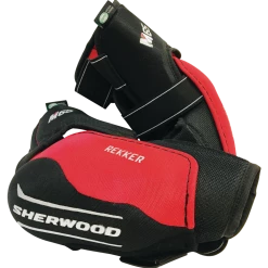 Sherwood REKKER M65 Junior Hockey Elbow Pads With Full Forearm Coverage, Black & Red