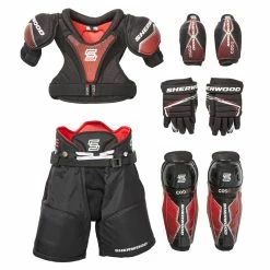 Sherwood CODE Premium Youth Hockey Protective Kit, Black & Red